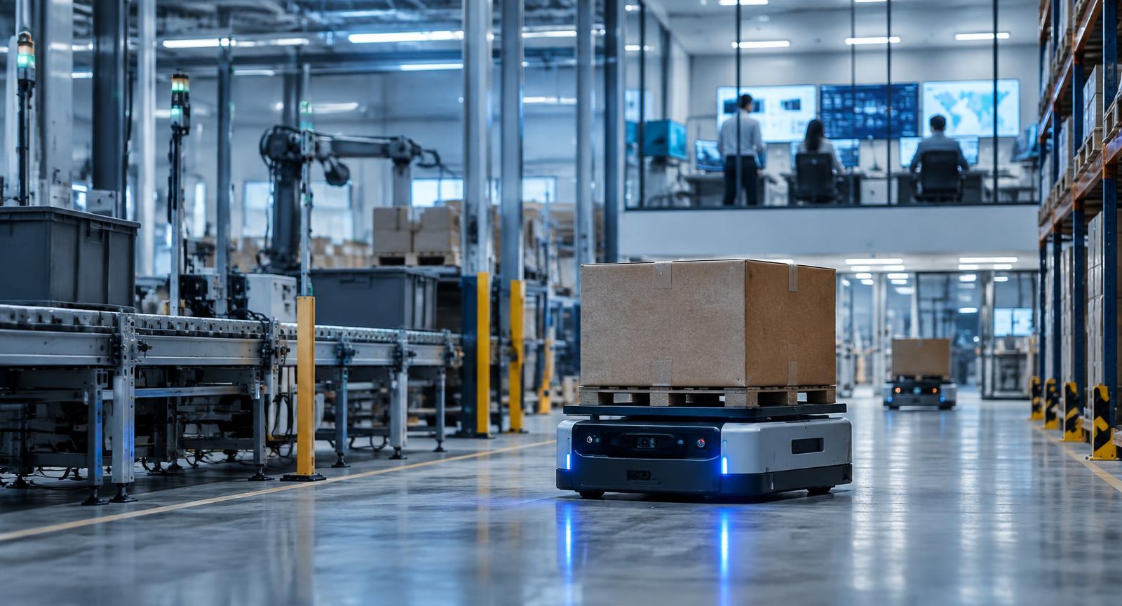 Autonomous logistics robot in a connected enterprise facility
